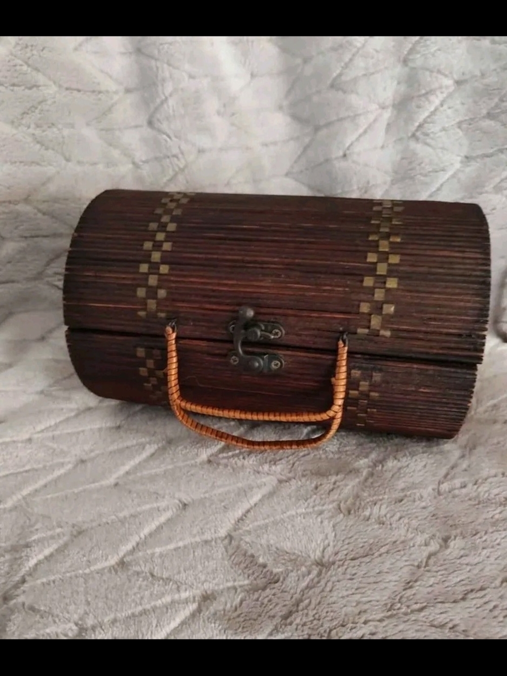 Woven Bamboo Pocket Book with Handle - Dark Brown